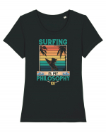 Surfing is my philosophy 101 Tricou mânecă scurtă guler larg fitted Damă Expresser