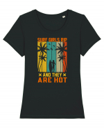 Surf girls rip and they are hot Tricou mânecă scurtă guler larg fitted Damă Expresser