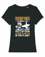 Surfing is simple the most fun I know how to have in this planet Tricou mânecă scurtă guler larg fitted Damă Expresser