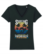 Surfing makes me happy so that's just what I plan on doing Tricou mânecă scurtă guler V Damă Evoker