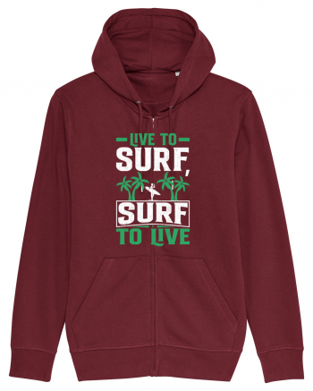 Live to surf, surf to live Burgundy