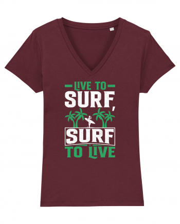 Live to surf, surf to live Burgundy