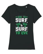 Live to surf, surf to live Tricou mânecă scurtă guler larg fitted Damă Expresser