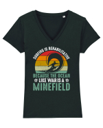 Surfing is rehabilitative because the ocean, like war, is a minefield Tricou mânecă scurtă guler V Damă Evoker
