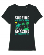 Surfing is such an amazing concept Tricou mânecă scurtă guler larg fitted Damă Expresser