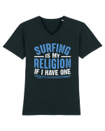 Surfing is my religion, if I have one. Tricou mânecă scurtă guler V Bărbat Presenter