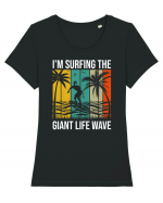 I'm surfing the giant life wave Tricou mânecă scurtă guler larg fitted Damă Expresser