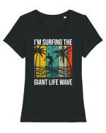 I'm surfing the giant life wave Tricou mânecă scurtă guler larg fitted Damă Expresser