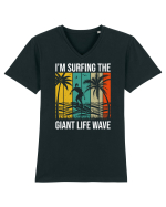 I'm surfing the giant life wave Tricou mânecă scurtă guler V Bărbat Presenter
