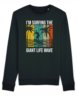 I'm surfing the giant life wave Bluză mânecă lungă Unisex Rise