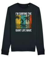 I'm surfing the giant life wave Bluză mânecă lungă Unisex Rise