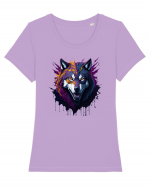 Wolf Spirit Tricou mânecă scurtă guler larg fitted Damă Expresser