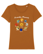 Friendly planets Tricou mânecă scurtă guler larg fitted Damă Expresser