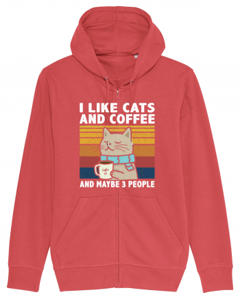 I Like Cats And Coffee And Maybe 3 People Carmine Red