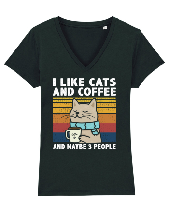 I Like Cats And Coffee And Maybe 3 People Black