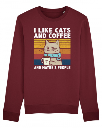 I Like Cats And Coffee And Maybe 3 People Burgundy