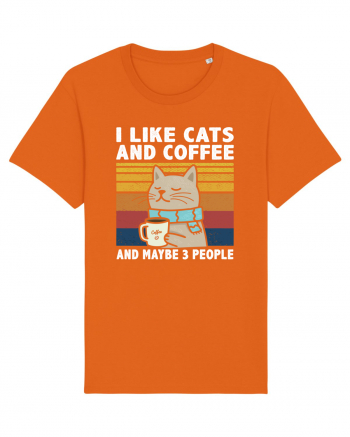 I Like Cats And Coffee And Maybe 3 People Bright Orange