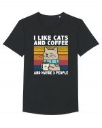 I Like Cats And Coffee And Maybe 3 People Tricou mânecă scurtă guler larg Bărbat Skater