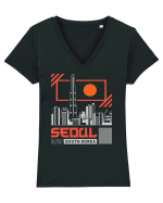 Seoul Tricou mânecă scurtă guler V Damă Evoker