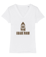 IRON MAN IRONING - Cand calca un barbat :D Tricou mânecă scurtă guler V Damă Evoker