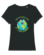 Keep the EARTH clean, it`s not urANUS - Pastreaza Pamantul curat Tricou mânecă scurtă guler larg fitted Damă Expresser
