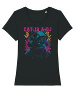 Cat Is A DJ Tricou mânecă scurtă guler larg fitted Damă Expresser