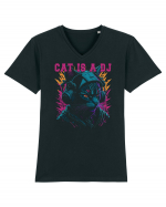 Cat Is A DJ Tricou mânecă scurtă guler V Bărbat Presenter