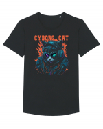 Cyborg Cat With Sunglasses Tricou mânecă scurtă guler larg Bărbat Skater