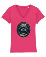 Third eye heart Tricou mânecă scurtă guler V Damă Evoker