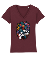 Free spirit - papagal floral Tricou mânecă scurtă guler V Damă Evoker