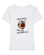 Traiesc frica existentiala Tricou mânecă scurtă guler larg fitted Damă Expresser