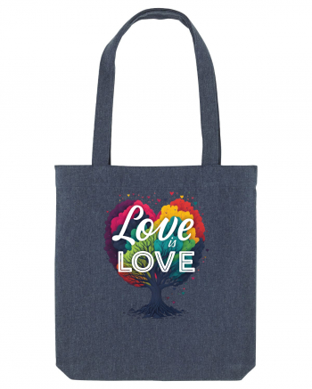 Love is Love LGBTQ pride rainbow tree Midnight Blue