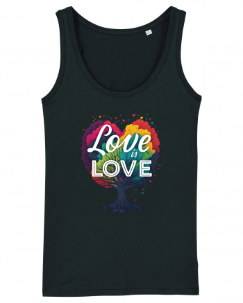 Love is Love LGBTQ pride rainbow tree Black