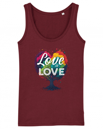 Love is Love LGBTQ pride rainbow tree Burgundy