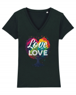 Love is Love LGBTQ pride rainbow tree Tricou mânecă scurtă guler V Damă Evoker