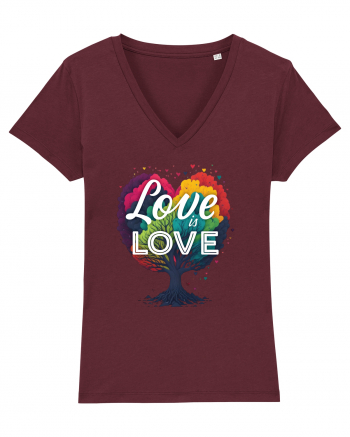 Love is Love LGBTQ pride rainbow tree Burgundy