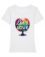 Love is Love LGBTQ pride rainbow tree Tricou mânecă scurtă guler larg fitted Damă Expresser