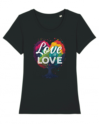 Love is Love LGBTQ pride rainbow tree Black