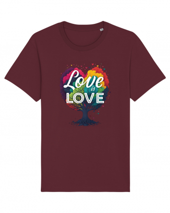 Love is Love LGBTQ pride rainbow tree Burgundy