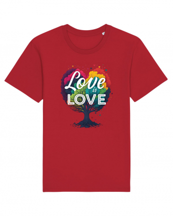 Love is Love LGBTQ pride rainbow tree Red