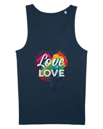 Love is Love LGBTQ pride rainbow tree Navy