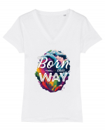 Born this way LGBTQ pride rainbow Tricou mânecă scurtă guler V Damă Evoker