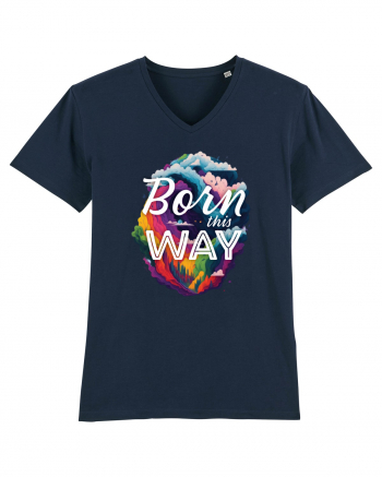 Born this way LGBTQ pride rainbow French Navy