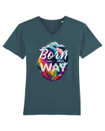 Born this way LGBTQ pride rainbow Tricou mânecă scurtă guler V Bărbat Presenter