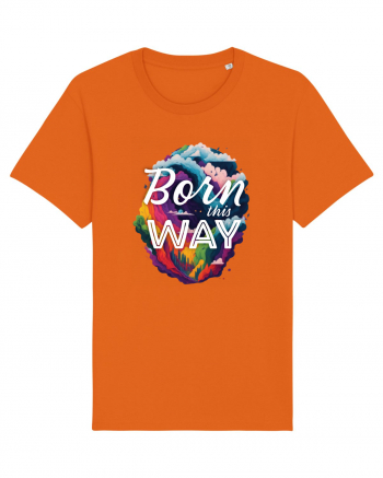 Born this way LGBTQ pride rainbow Bright Orange