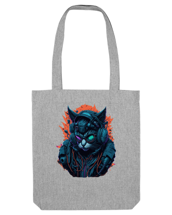 Cyborg Cat With Sunglasses for white Heather Grey