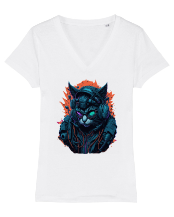 Cyborg Cat With Sunglasses for white White