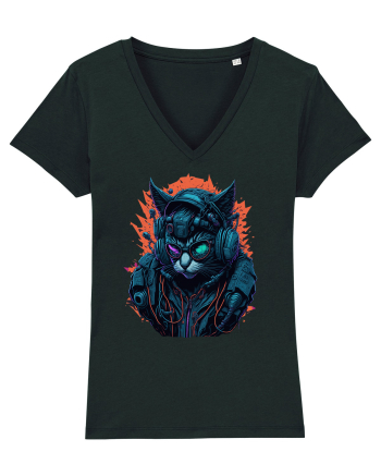 Cyborg Cat With Sunglasses for white Black