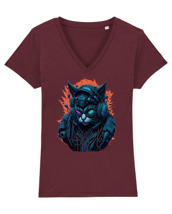 Cyborg Cat With Sunglasses for white Burgundy