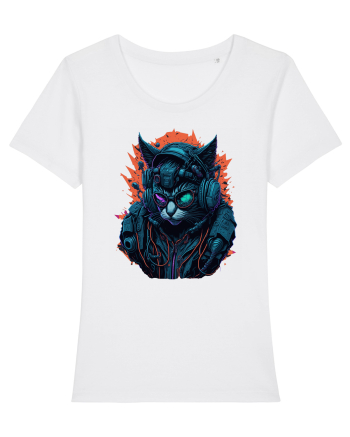 Cyborg Cat With Sunglasses for white White